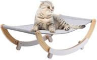 🐱 premium cat hammock with detachable wooden rocking chair and rolling cradle swing toy for kitten sleeping, napping, and outdoor/indoor rest. durable anti-sway hanging cradle nest for puppy, furniture sofa perch logo