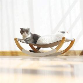 img 2 attached to 🐱 Premium Cat Hammock with Detachable Wooden Rocking Chair and Rolling Cradle Swing Toy for Kitten Sleeping, Napping, and Outdoor/Indoor Rest. Durable Anti-Sway Hanging Cradle Nest for Puppy, Furniture Sofa Perch