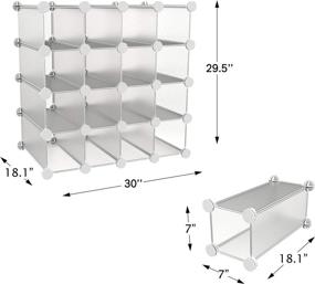 img 3 attached to 👠 Lavish Home 16 Piece Interlocking Cubby: Customizable & Stackable Shoe Organizer Shelf - Closet Storage Bin System, Light Grey