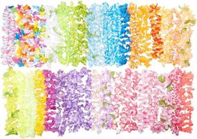 img 4 attached to Oojami 36 Piece Hawaiian Leis Necklace - Tropical Luau Hawaii Flower Lei Theme Party Favors for Birthday, Wedding, Beach Luau Party - Vibrant 3 Dozens Bright Colors