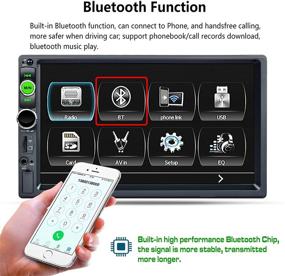 img 1 attached to 🚗 Автомагнитола Regetek Double Din с функцией Apple CarPlay, 7-дюймовым сенсорным экраном, Bluetooth, FM-радио, Mirror Link, управлением с помощью рулевого колеса, слотом для карты TF, AUX, USB, RCA и пультом дистанционного управления.