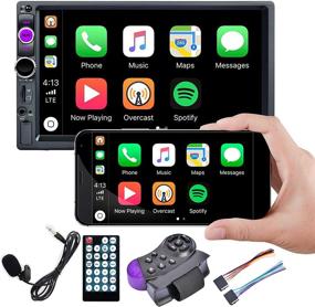 img 4 attached to 🚗 Автомагнитола Regetek Double Din с функцией Apple CarPlay, 7-дюймовым сенсорным экраном, Bluetooth, FM-радио, Mirror Link, управлением с помощью рулевого колеса, слотом для карты TF, AUX, USB, RCA и пультом дистанционного управления.