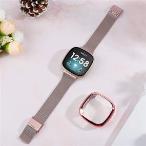 img 3 attached to Girovo Metal Bands With Screen Protector Case Compatible With Fitbit Versa 3/Sense Wellness & Relaxation