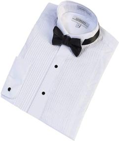 img 2 attached to 👔 Gioberti Boy's Wingtip Collar White Tuxedo Dress Shirt with Bowtie and Metallic Studs