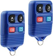 premium key fob keyless entry remote for ford, lincoln, mercury, mazda mustang - set of 2 (blue) logo