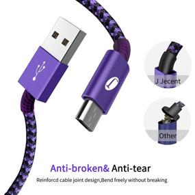 img 2 attached to 🔌 J Jecent Прочный плетеный нейлоновый кабель Micro USB [3 упаковки 6 футов] - Синхронизация и быстрая зарядка Зарядное устройство для Android для Samsung Galaxy S7, S6, J7, J7V, J5, Edge, Note5, LG, планшета, Kindle, MP4, MP3, Xbox (Многоцветный)