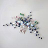 💃 kercisbeauty boho wedding bridal crystal hair comb clips: navy blue & green beads headpiece pins for women's dancing ball logo