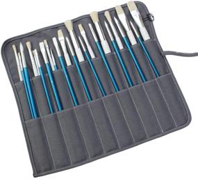 img 4 attached to 🖌️ KARRESLY Art Paint Brush Holder, 20-Slot Canvas Artist Paint Brushes Case Bag, Roll Up Drawing Pen Pouch - Grey (Brush not Included): Ideal Paintbrush Organizer for Artist Studio