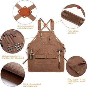 img 2 attached to 🔨 Durable MDHAND Woodworking Apron: Premium Waxed Canvas Work Apron with 9 Pockets and Adjustable Strap, Ideal for Men and Women