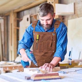 img 1 attached to 🔨 Durable MDHAND Woodworking Apron: Premium Waxed Canvas Work Apron with 9 Pockets and Adjustable Strap, Ideal for Men and Women