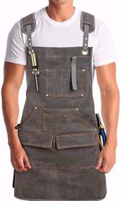 img 4 attached to 🔨 Durable MDHAND Woodworking Apron: Premium Waxed Canvas Work Apron with 9 Pockets and Adjustable Strap, Ideal for Men and Women