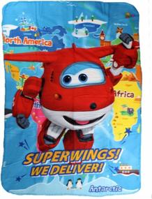 img 1 attached to 🧸 Super Wings Children's Fleece Blanket - 100 x 140 cm