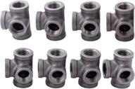 pipe decor 1/2 inch side outlet tee (4-way) industrial cast iron pipe fitting 8 pack – perfect for crafting custom furniture with half inch pipes logo