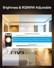 img 1 attached to 🔦 6 Inch Smart Gimbal Recessed Lighting - App Dimmable 13W 1100LM RGBWW Cool & Warm White Music Sync, CRI 90+ WiFi LED Recessed Light Compatible with Alexa/Google Assistant (2 PCS)