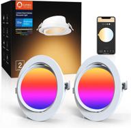 🔦 6 inch smart gimbal recessed lighting - app dimmable 13w 1100lm rgbww cool & warm white music sync, cri 90+ wifi led recessed light compatible with alexa/google assistant (2 pcs) логотип