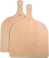 g.a homefavor natural wood pizza peel with handle - best large pizza paddle spatula cutting board for baking homemade pizza, bread, and cheese serving tray - set of 2, 16.5x11.8'' logo