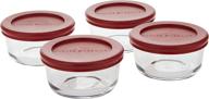 🔴 anchor hocking classic 1-cup clear glass food storage containers with red lids логотип