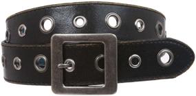 img 1 attached to 👖 Distressed Leather Vintage Jean Belt with Square Buckle and Grommets