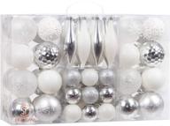🎄 assorted shatterproof christmas ball ornaments set - 65-piece sea team seasonal decorative hanging ornament set in reusable gift package for holiday xmas tree decorations, silver & white логотип