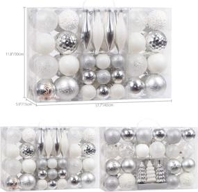 img 3 attached to 🎄 Assorted Shatterproof Christmas Ball Ornaments Set - 65-Piece Sea Team Seasonal Decorative Hanging Ornament Set in Reusable Gift Package for Holiday Xmas Tree Decorations, Silver & White