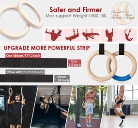 img 2 attached to 🔥 HAHASOLE Gymnastic Rings Wooden - 1500lbs Capacity with 14.76ft Adjustable Straps - Home & Gym Equipment for Cross-Training, Strength Training, Fitness - Perfect for Pull Ups, Dips & More