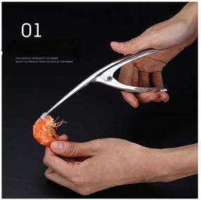 img 3 attached to Premium Stainless Steel Shrimp Peeler and Deveiner: Innovative Seafood Shell Prawn Curved Peeler - Creative Kitchen Tool