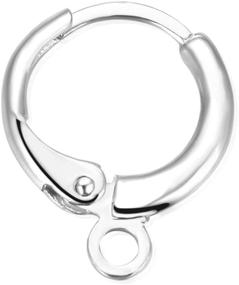 img 4 attached to 💍 Set of 10 Genuine Sterling Silver Huggie Hoop Leverback Earring Hooks 12mm (0.47 Inch) Round Ear Wire Connectors - Ideal for DIY Earring Making - SS88-1