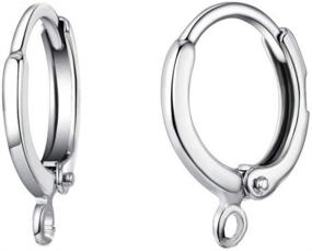 img 2 attached to 💍 Set of 10 Genuine Sterling Silver Huggie Hoop Leverback Earring Hooks 12mm (0.47 Inch) Round Ear Wire Connectors - Ideal for DIY Earring Making - SS88-1