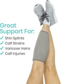 img 1 attached to 🦵 Vive Calf Brace: Adjustable Shin Splint Support & Pain Relief - Compression Wrap for Lower Leg - Increases Circulation, Reduces Swelling - Calf Sleeve for Men & Women (Gray)