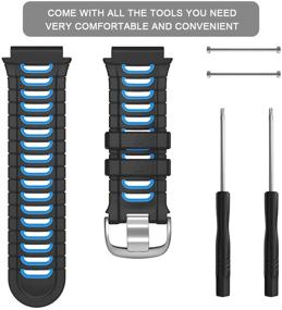img 2 attached to 🚀 NotoCity Compatible Garmin Forerunner 920XT Band: Soft Silicone Watch Strap for Men and Women - Black-Blue