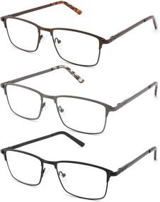 img 4 attached to 👓 CRGATV 3-Pack Blue Light Blocking Metal Reading Glasses for Men - Wide Frame Computer Readers (+1.5 Magnification) Anti UV/Eye Strain/Glare Solution