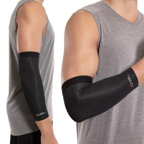 img 4 attached to Copper Compression Elbow Sleeve - Best Copper Content Brace for Tendonitis, Golfers/Tennis Elbow, Arthritis. Support Arm Sleeves Fit Men/Women (Large)