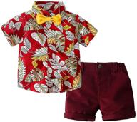 🌺 adorable toddler baby boy hawaiian summer outfit: floral shirt, bow-tie shorts, and trendy hawaiian style in one set logo