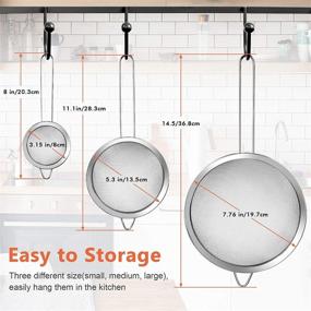 img 3 attached to YLYL 3 Pcs Super Wire Extra Fine Mesh Strainer Set: Small, Medium & Large Sizes for Precise Kitchen Straining - Stainless Steel Sieve Ideal for Rice, Juice, Quinoa, Flour & Baking