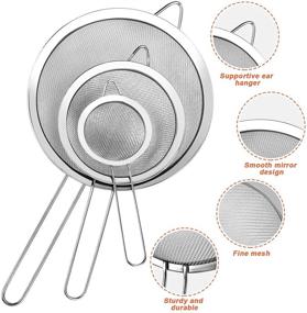 img 2 attached to YLYL 3 Pcs Super Wire Extra Fine Mesh Strainer Set: Small, Medium & Large Sizes for Precise Kitchen Straining - Stainless Steel Sieve Ideal for Rice, Juice, Quinoa, Flour & Baking