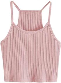 img 4 attached to Romwe Ribbed Camisole Sleeveless Racerback Girls' Clothing for Tops, Tees & Blouses