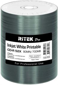 img 4 attached to 📀 Professional Grade Ritek Pro CD-R 52X 700MB White Inkjet Hub Printable - 100 Pack, Blank Media Discs for Recordable Content