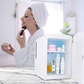 img 2 attached to 🥶 Portable Compact Refrigerator - Living Enrichment Mini Fridge with AC/DC Power, 4L Capacity for Skincare, Food, Medications, Milk - Ideal for Home, Travel - White, 6 Cans