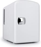 🥶 portable compact refrigerator - living enrichment mini fridge with ac/dc power, 4l capacity for skincare, food, medications, milk - ideal for home, travel - white, 6 cans logo