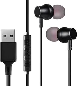 img 4 attached to 🎧 Computer USB Earbuds Headphones - Wired in-Ear Earphone with Microphone, 1.8M Long Cord, Compatible with Windows, Mac OS, Linux & Chrome OS - Deep Bass & Pure Voice