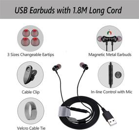 img 2 attached to 🎧 Computer USB Earbuds Headphones - Wired in-Ear Earphone with Microphone, 1.8M Long Cord, Compatible with Windows, Mac OS, Linux & Chrome OS - Deep Bass & Pure Voice