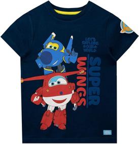 img 3 attached to Футболка Super Wings Jett and Jerome для мальчиков: веселая и стильная авиационно вдохновленная одежда.