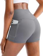 🩲 high waist yoga shorts for women with side pockets - tummy control running gym workout biker shorts for women (8"/3") logo