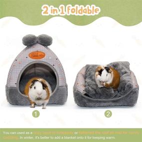 img 1 attached to 🐰 YUEPET Cozy Guinea Pig Bed with Bunny Cave Design - Cute Bowknot House for Dwarf Rabbits, Hamsters, Ferrets, Rats, Hedgehogs, Chinchillas - Big Hideout Cage Accessory
