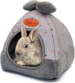 img 4 attached to 🐰 YUEPET Cozy Guinea Pig Bed with Bunny Cave Design - Cute Bowknot House for Dwarf Rabbits, Hamsters, Ferrets, Rats, Hedgehogs, Chinchillas - Big Hideout Cage Accessory