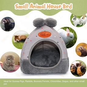 img 2 attached to 🐰 YUEPET Cozy Guinea Pig Bed with Bunny Cave Design - Cute Bowknot House for Dwarf Rabbits, Hamsters, Ferrets, Rats, Hedgehogs, Chinchillas - Big Hideout Cage Accessory