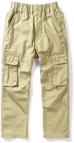 img 4 attached to Boys' Pants with Multiple Pockets and Elastic Waistband in Cotton Blend - Size 170, 15/16