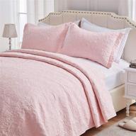 sunstyle home queen bedspread twin bedspread twin quilt set: lightweight all-season coverlet in king, 🛏️ queen & twin sizes - 2/3pieces of 1 quilt & 2 pillow shams included (king,light pink-pattern1) logo