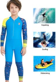 img 3 attached to DIVE & SAIL Kids Swimsuit with Sun Protection, One Piece Long/Short Sleeve Sunsuit