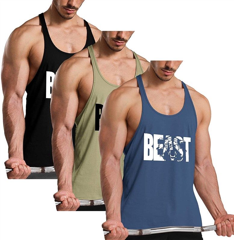 GymRevolution Workout Bodybuilding Printed Stringer Men's…